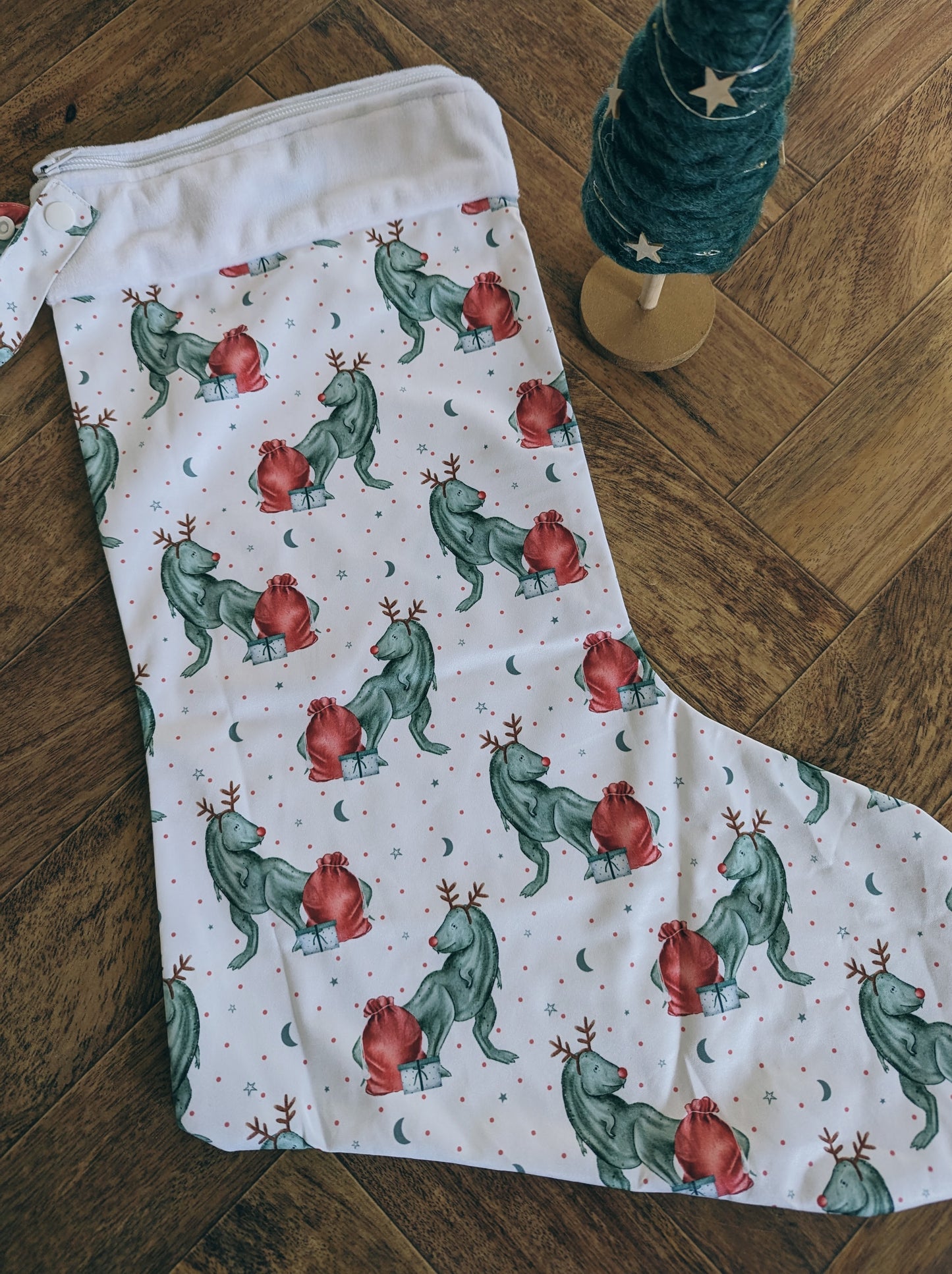 Rudolph Dinosaur Christmas Stocking Wetbag