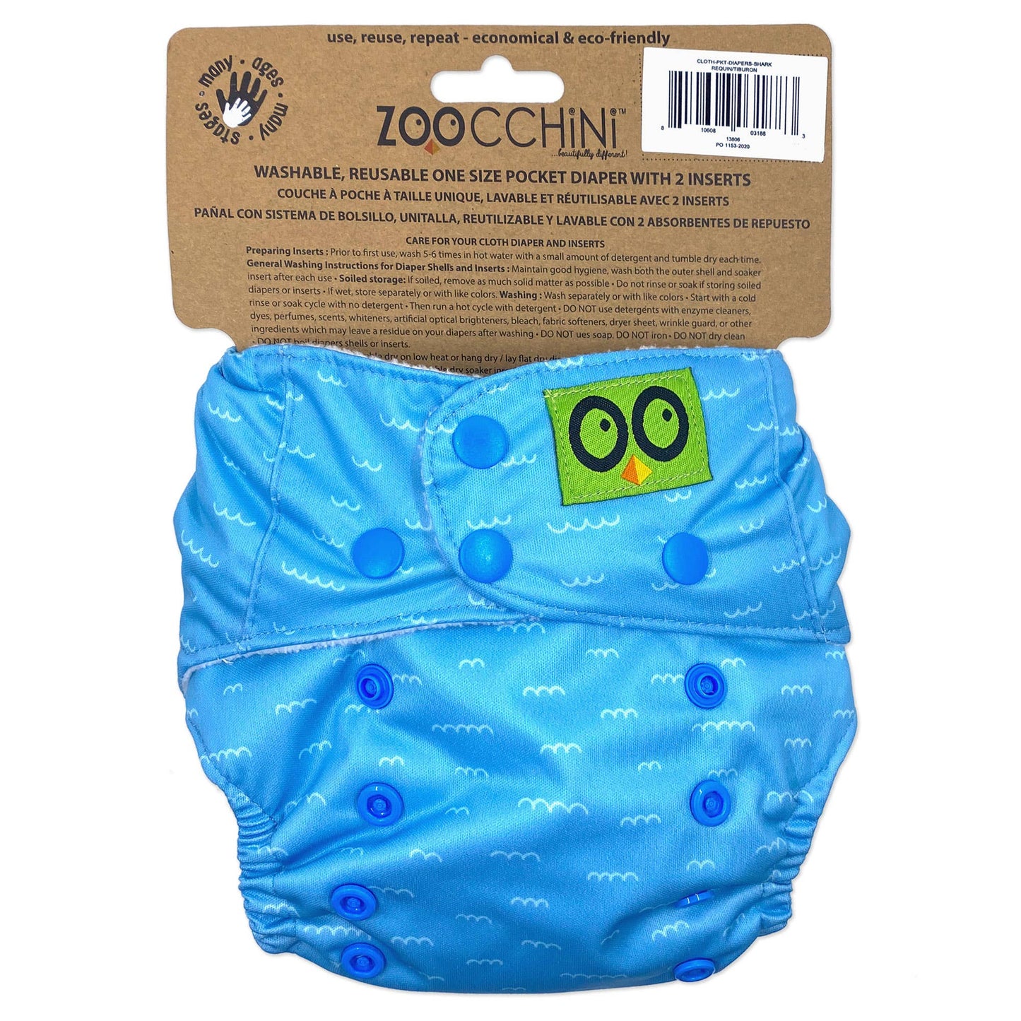 Zoochini Cloth Diaper - Shark